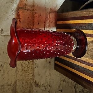 Fenton hobnail vase red